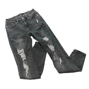 Judy Blue Women's Size 5 27 Distressed Skinny Fit Gray Denim Jeans